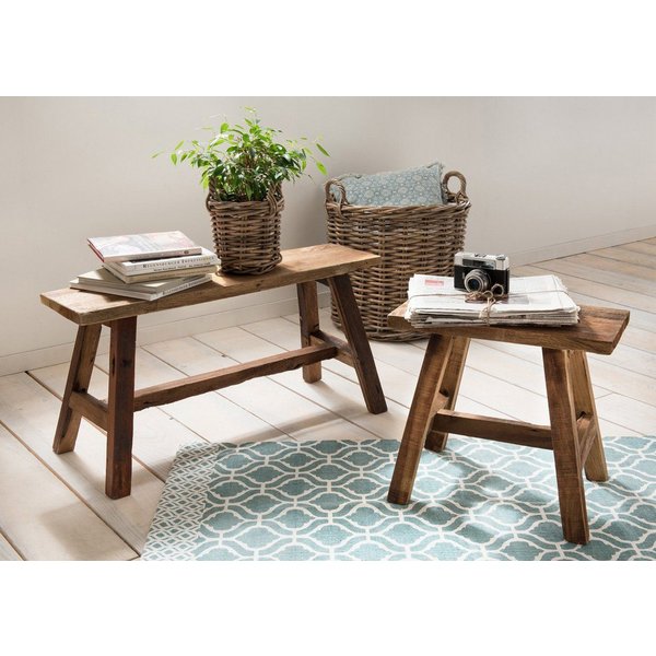 More2Home Sitzhocker Deko-Bank, RANCH-M, Teakholz, 90 cm breit