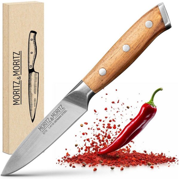 Moritz & Moritz Brotmesser Gemüsemesser 9cm scharfe Klinge, Kleines Obstmesser, ergonomischer Griff