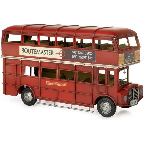 Moritz Dekofigur Blech-Deko Doppeldecker Bus England rot, Polyresin Figuren Deko Geschenk Geometrische TierFigur Modern Skulptur