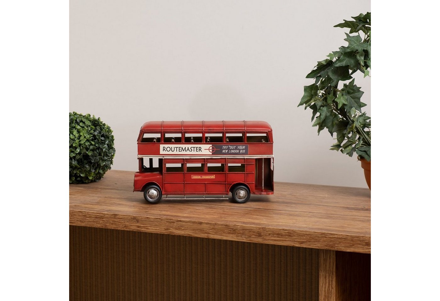 Moritz Dekofigur Blech-Deko Doppeldecker Bus England rot, Polyresin Figuren Deko Geschenk Geometrische TierFigur Modern Skulptur – Bild 2 von 5
