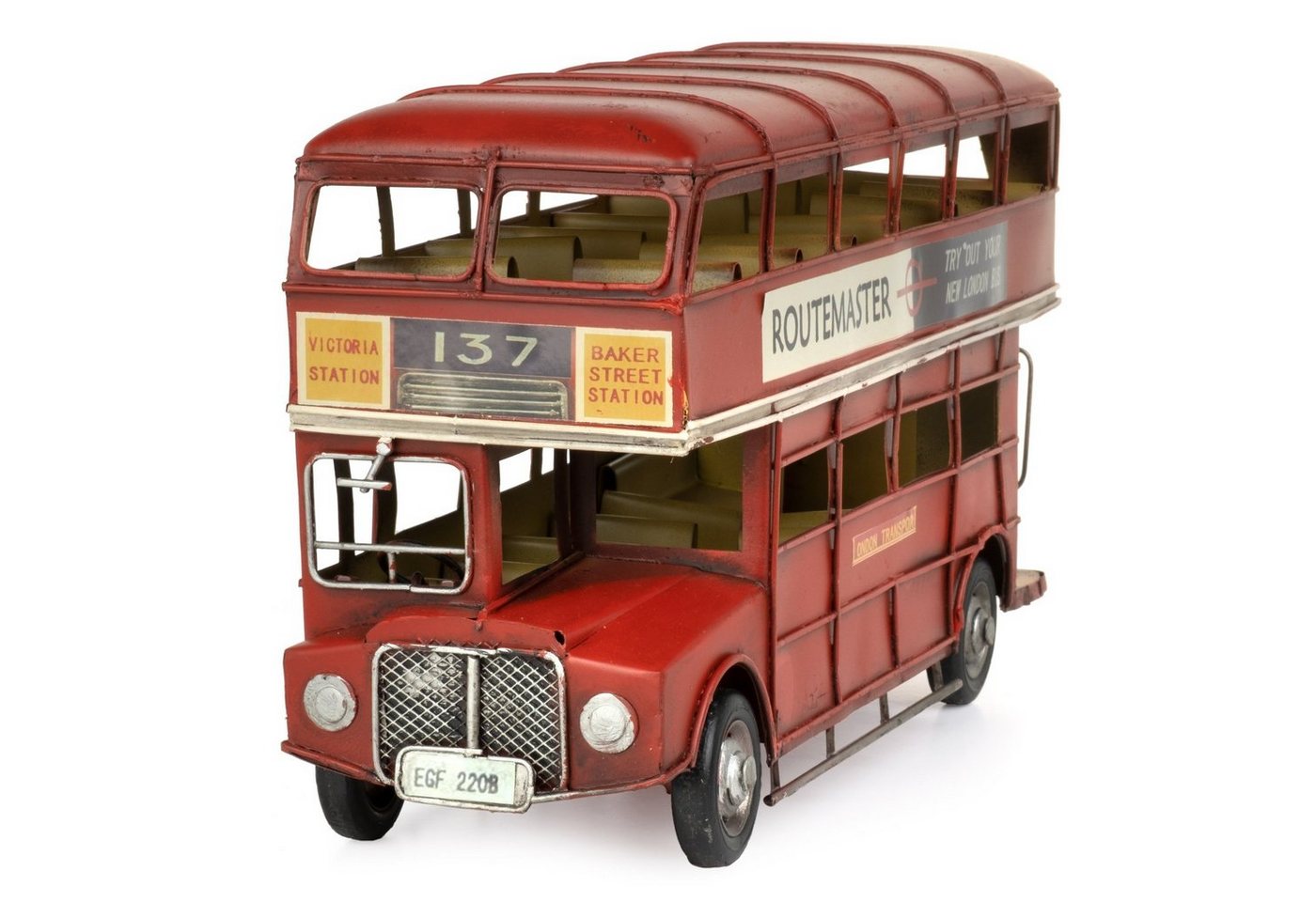 Moritz Dekofigur Blech-Deko Doppeldecker Bus England rot, Polyresin Figuren Deko Geschenk Geometrische TierFigur Modern Skulptur – Bild 4 von 5