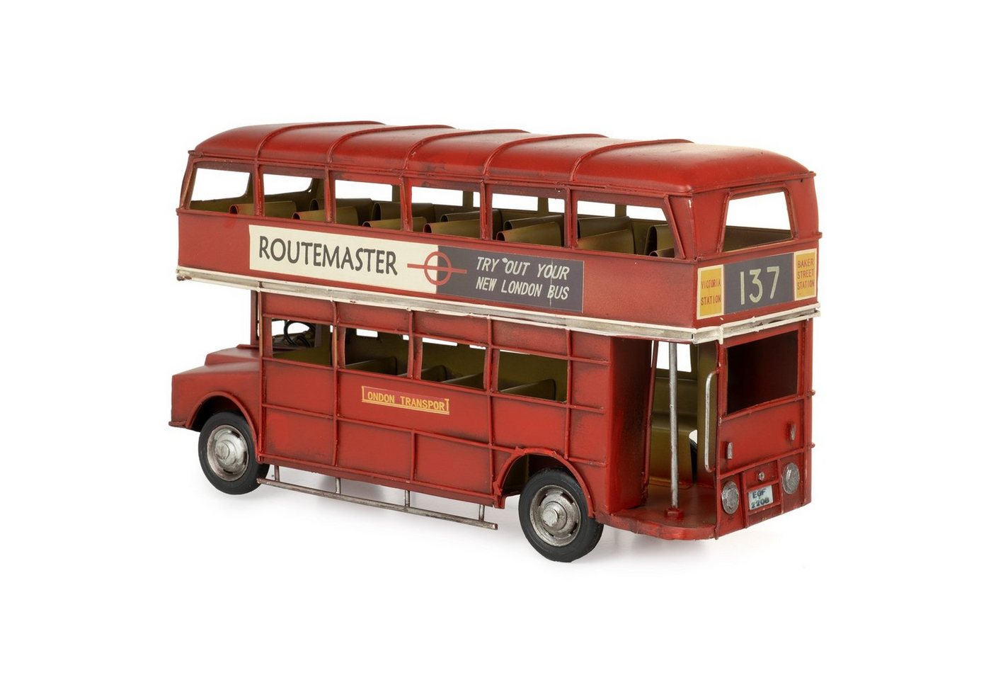 Moritz Dekofigur Blech-Deko Doppeldecker Bus England rot, Polyresin Figuren Deko Geschenk Geometrische TierFigur Modern Skulptur – Bild 5 von 5