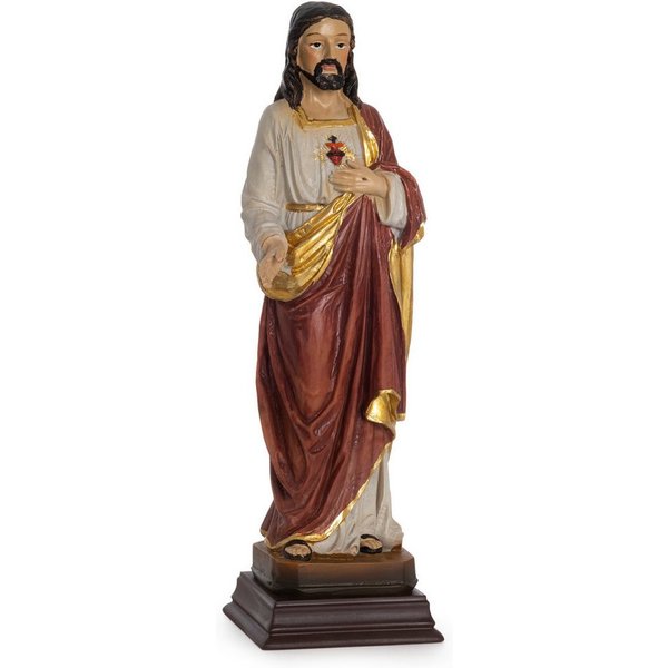 Moritz Dekofigur Jesus Christus Statue 22 cm Heiligenfigur mit Herz Dekoration kirche, Polyresin Figuren Deko Geschenk Geometrische TierFigur Modern Skulptur