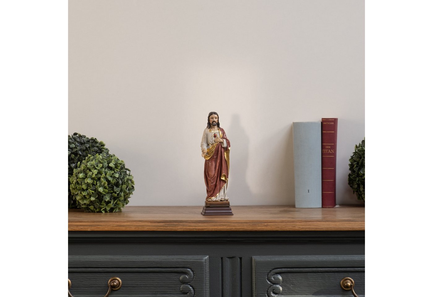 Moritz Dekofigur Jesus Christus Statue 22 cm Heiligenfigur mit Herz Dekoration kirche, Polyresin Figuren Deko Geschenk Geometrische TierFigur Modern Skulptur – Bild 2 von 5