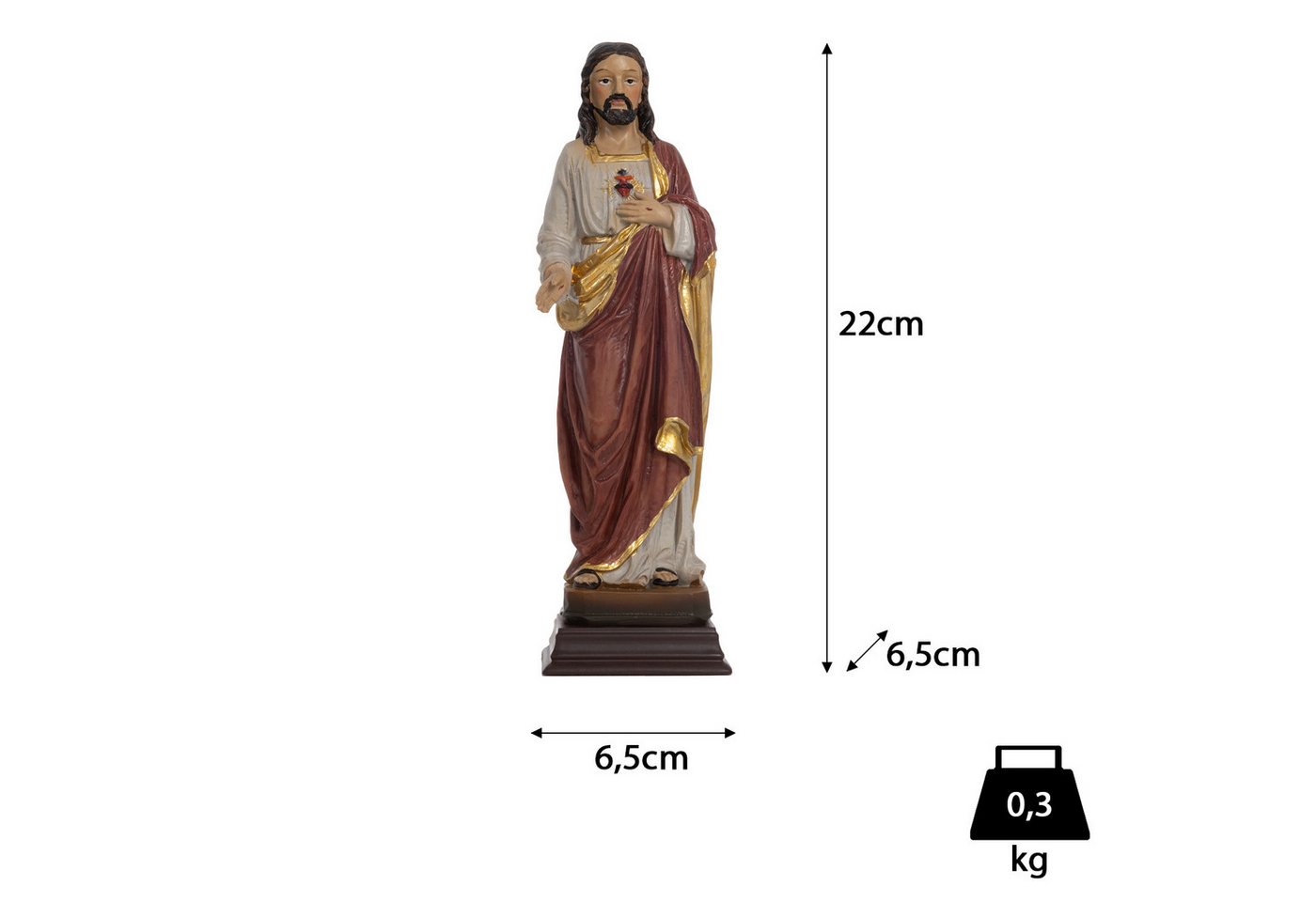 Moritz Dekofigur Jesus Christus Statue 22 cm Heiligenfigur mit Herz Dekoration kirche, Polyresin Figuren Deko Geschenk Geometrische TierFigur Modern Skulptur – Bild 3 von 5