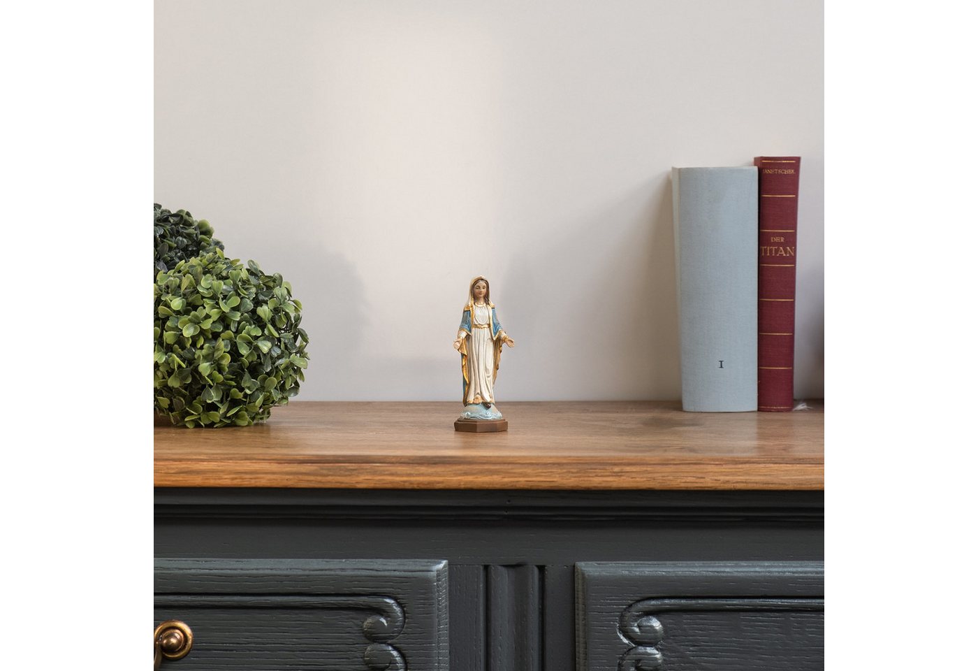 Moritz Dekofigur Jungfrau Maria Statue 11,5 cm Madonna Figur mit blau-goldenem Gewand, Polyresin Figuren Deko Geschenk Geometrische TierFigur Modern Skulptur – Bild 2 von 5