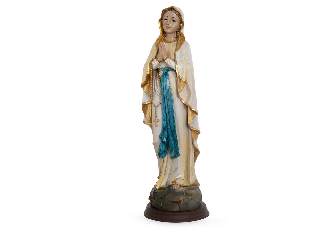 Moritz Dekofigur Jungfrau Maria Statue 42,5 cm Marienfigur mit Rosenkranz und Akzenten, Polyresin Figuren Deko Geschenk Geometrische TierFigur Modern Skulptur – Bild 4 von 5