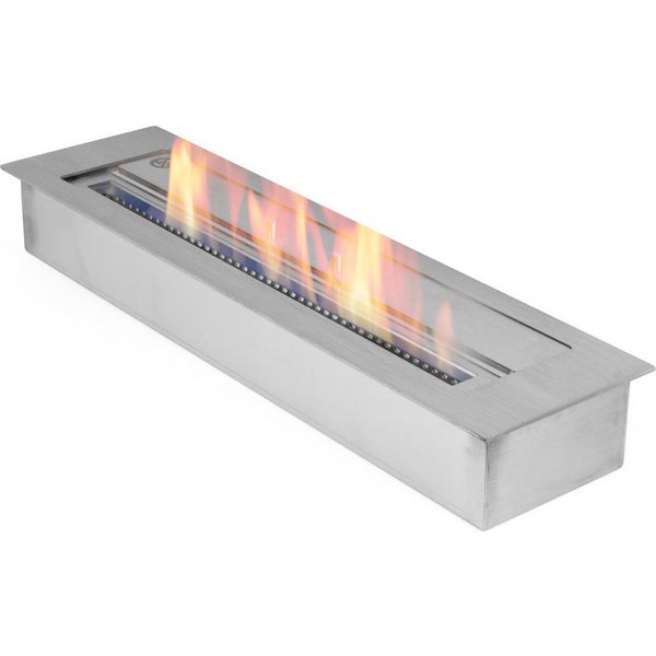Moritz Dekokamin 60 cm 3,5 l Edelstahl Brenner Doppelwandig, Edelstahl, Standkamin Ethanolbrenner Glasfeuer Terrassenfeuer Kamin