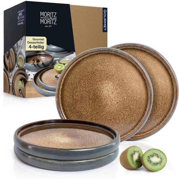Moritz & Moritz Dessertteller SOLID 4x Dessertteller Beige, (4 St), Robustes Steinzeug, Spülmaschinengeeignet