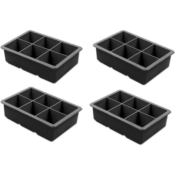 Moritz & Moritz Eiswürfelform XL Eiswürfelform Eiswürfelbereiter Jumbowürfel Form, (4-tlg), Silikon für 6 Eiswürfel 4,6 x 4,6 cm