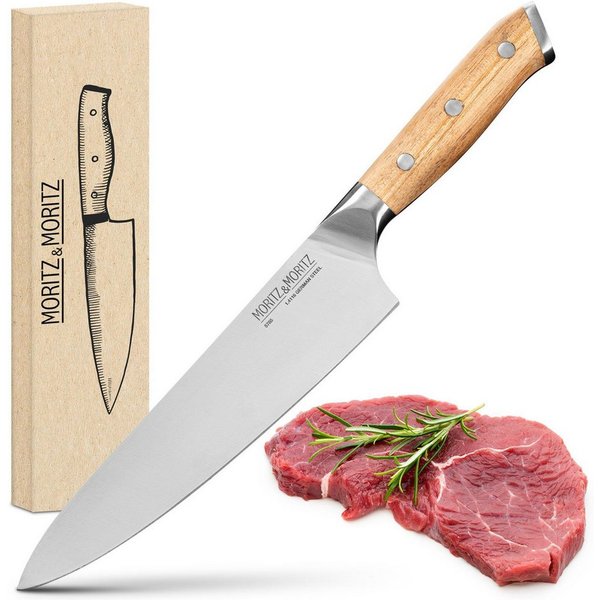 Moritz & Moritz Fleischmesser Kochmesser 20cm - Profi Küchenmesser, ergonomischer Griff