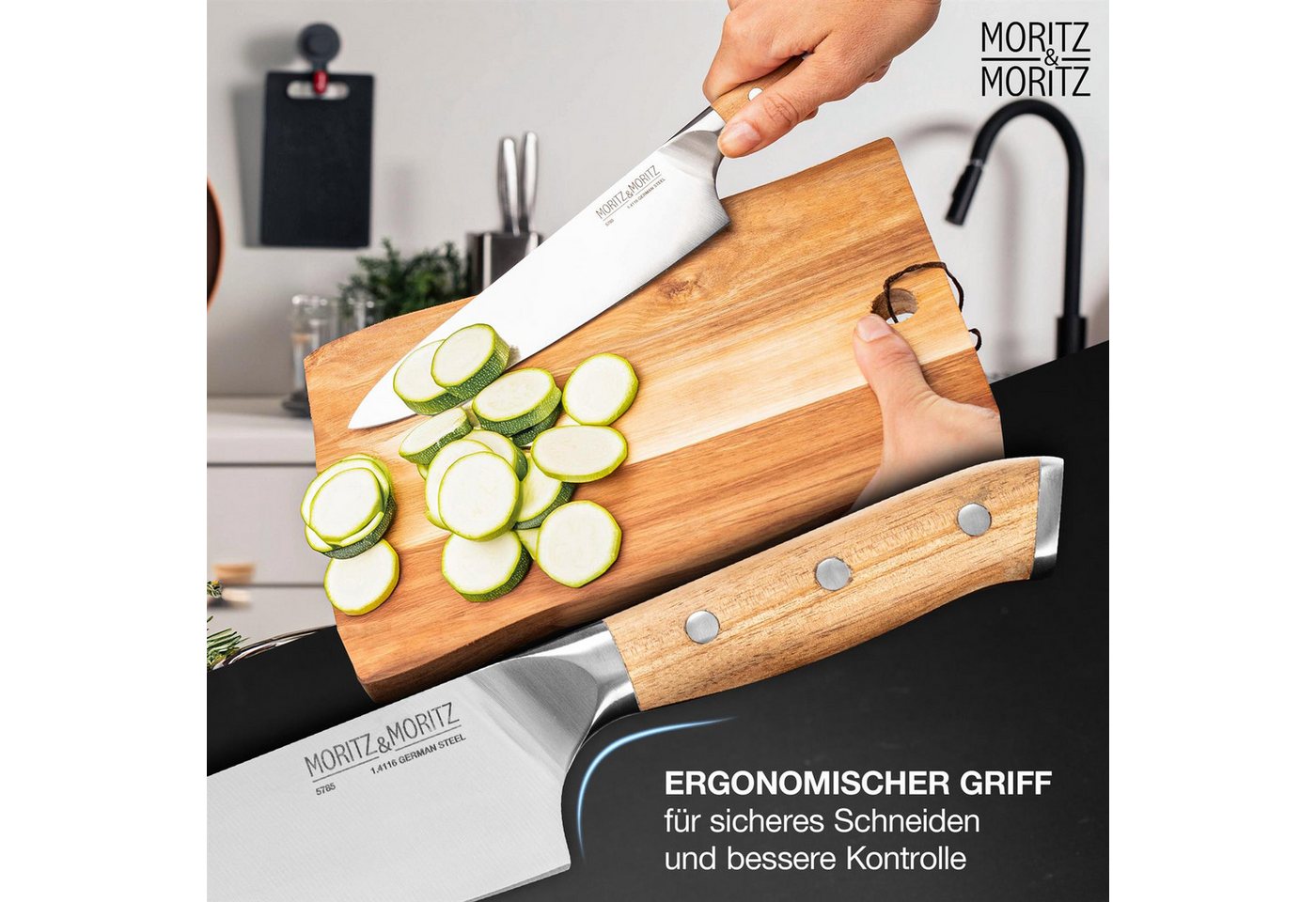 Moritz & Moritz Fleischmesser Kochmesser 20cm - Profi Küchenmesser, ergonomischer Griff – Bild 5 von 5