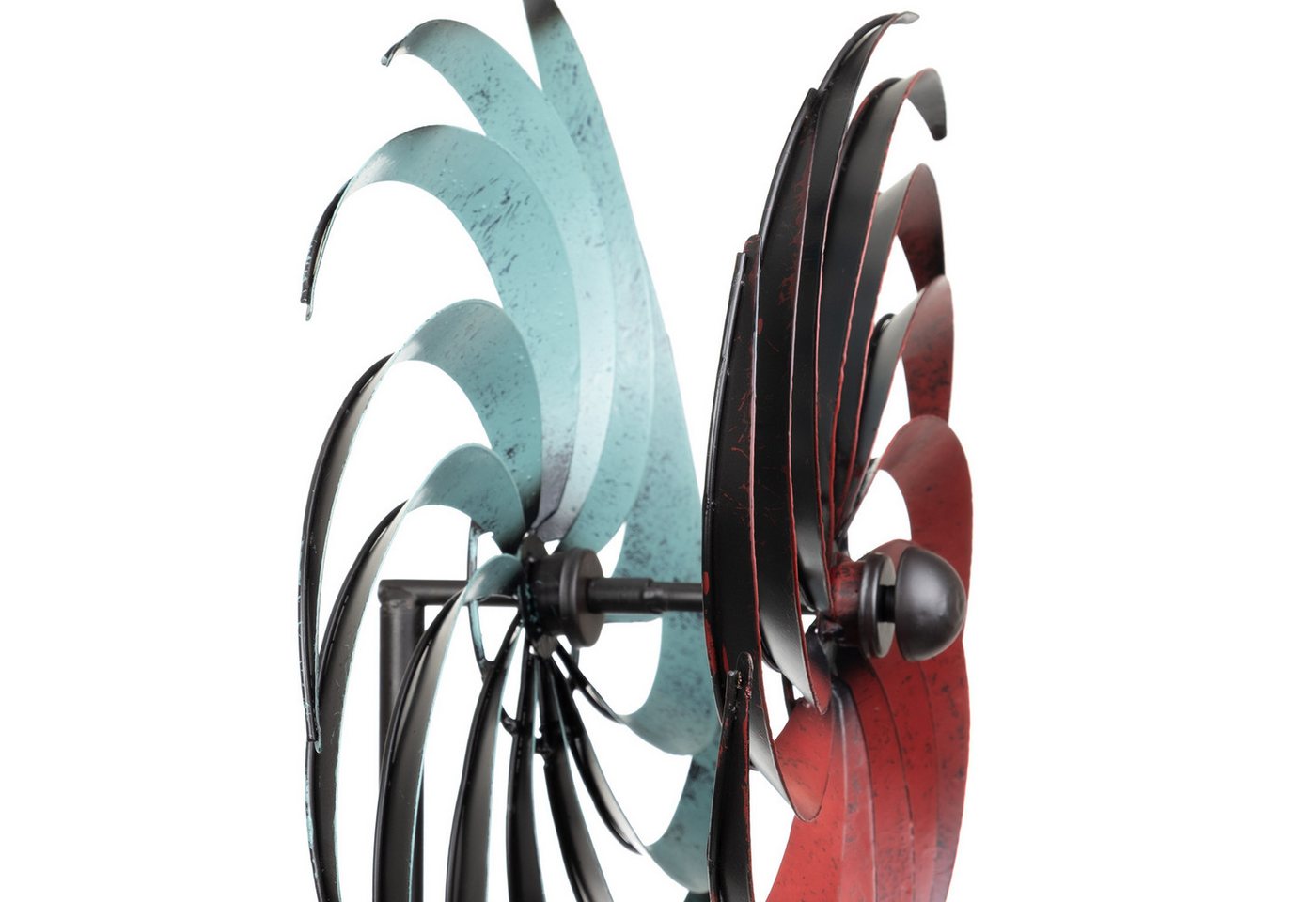 Moritz Gartenstecker Metall-Windrad doppelläufig rot-türkis ca. 175 cm hoch – Bild 5 von 5