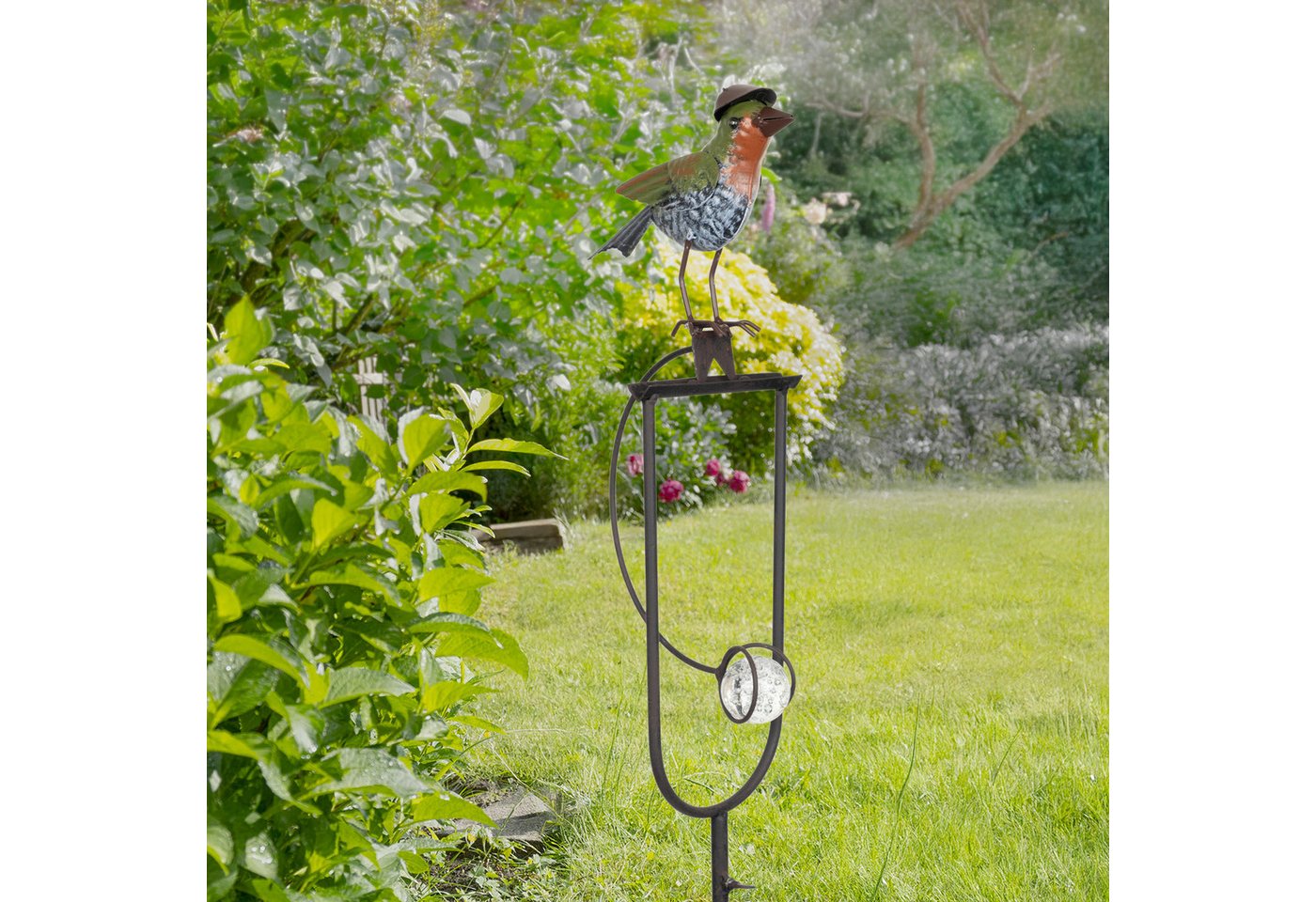 Moritz Gartenstecker Gartenstecker Vogel mit Hut aus Metall, 105 cm – Bild 2 von 5
