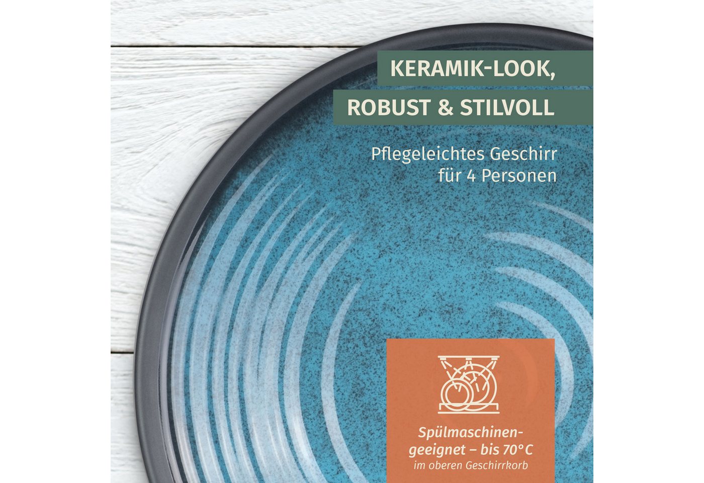 Moritz Geschirr-Set Camping Geschirr Stone Blue12-teilig – Bild 4 von 5