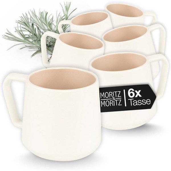 Moritz & Moritz Geschirr-Set CAVO Kaffeebecher - Almond (6-tlg), Steinzeug, Spülmaschinengeeignet