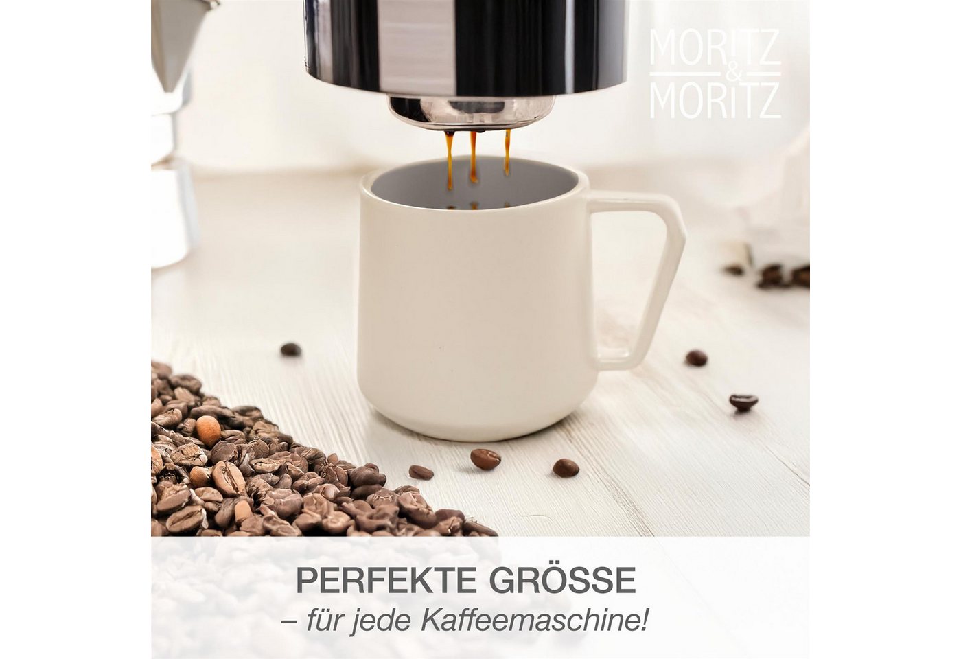 Moritz & Moritz Geschirr-Set CAVO Kaffeebecher Stone (6-tlg), Steinzeug, Spülmaschinengeeignet – Bild 5 von 5