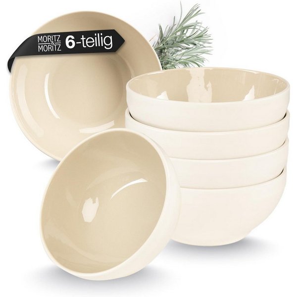 Moritz & Moritz Geschirr-Set CAVO Müslibowl Sand (6-tlg), 6 Personen, Steinzeug, Spülmaschinengeeignet