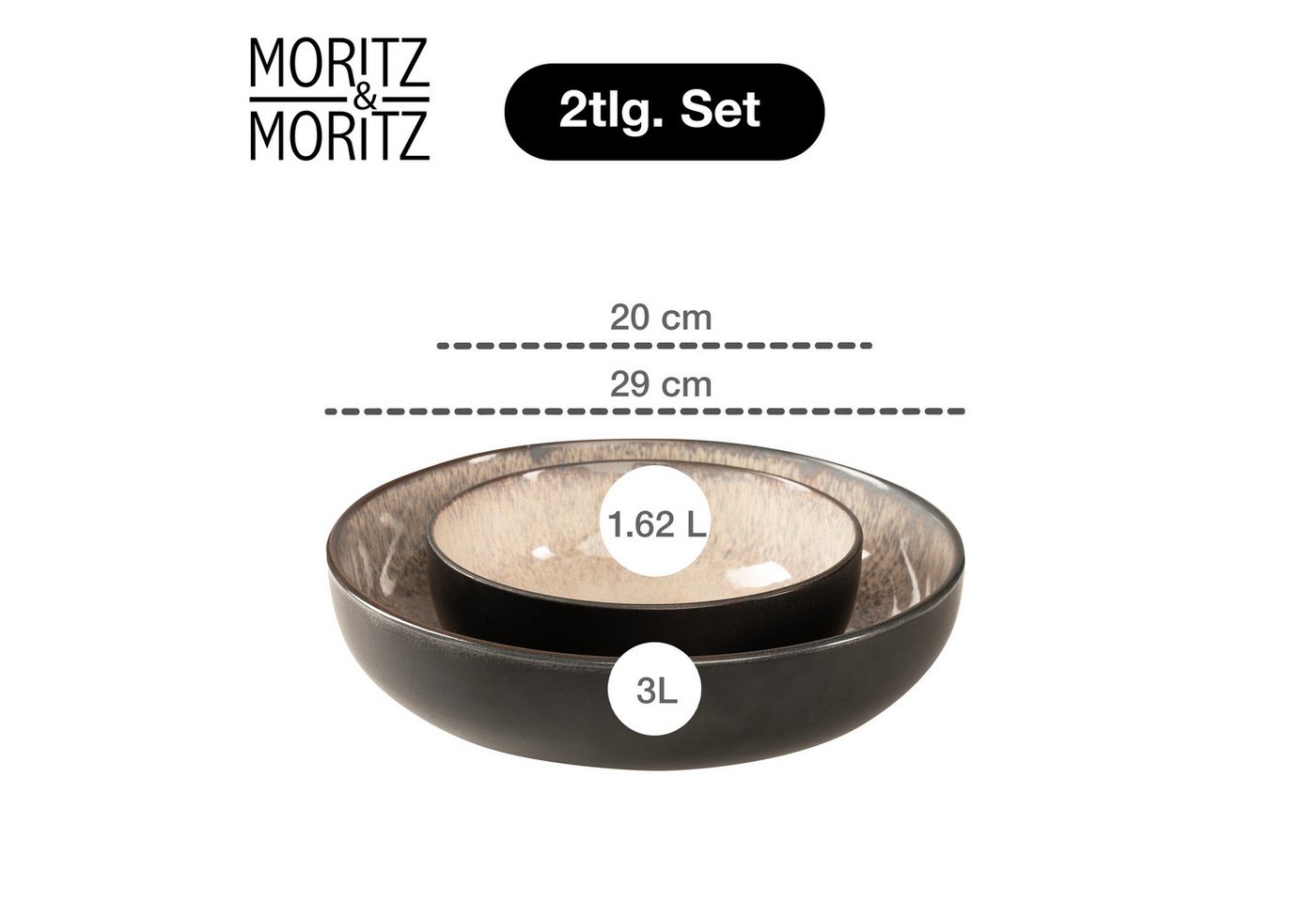 Moritz & Moritz Geschirr-Set VIDA Servierschale beige (2-tlg), Porzellan, Spülmaschinengeeignet – Bild 2 von 5