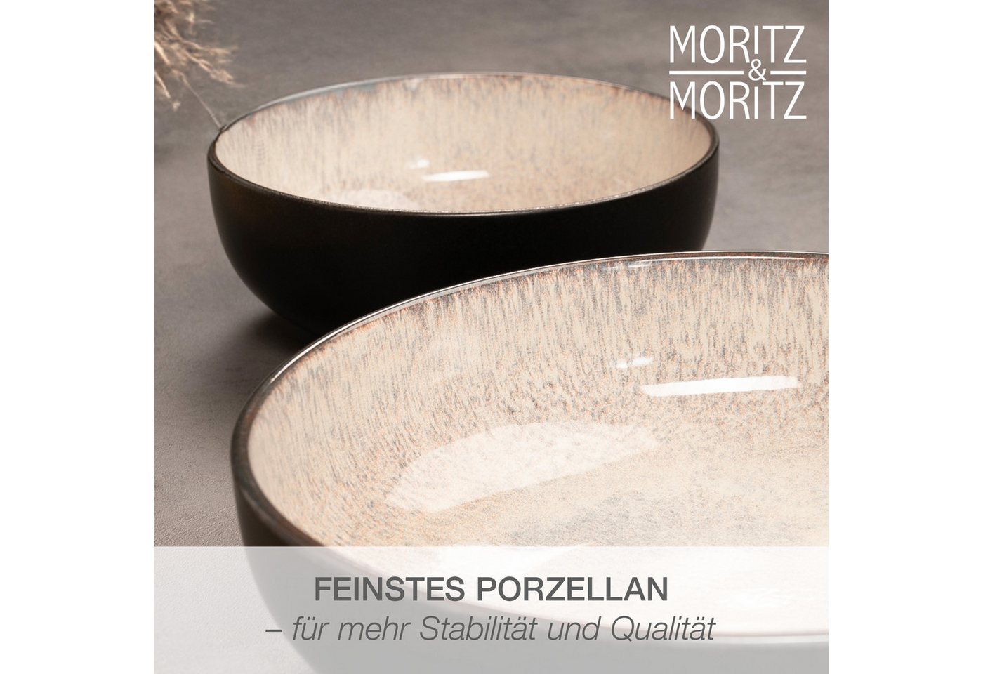 Moritz & Moritz Geschirr-Set VIDA Servierschale beige (2-tlg), Porzellan, Spülmaschinengeeignet – Bild 4 von 5