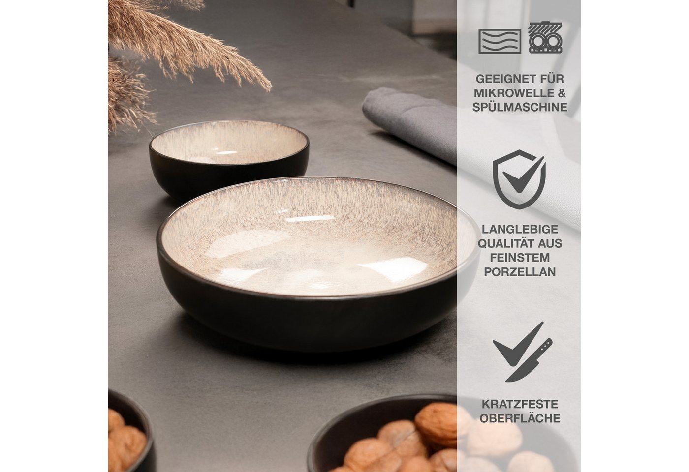 Moritz & Moritz Geschirr-Set VIDA Servierschale beige (2-tlg), Porzellan, Spülmaschinengeeignet – Bild 5 von 5