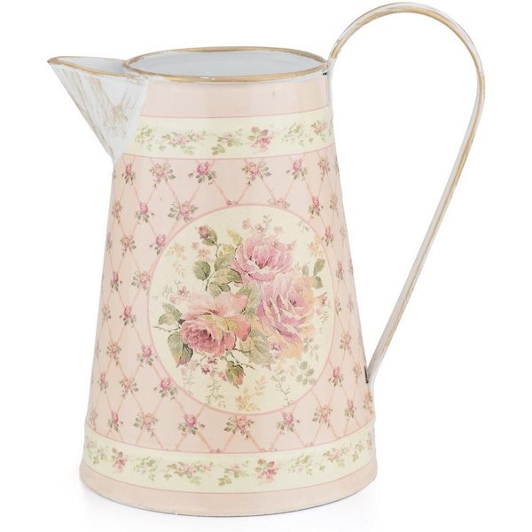 Moritz Gießkanne Gießkanne Zink mit Blütenmotiv Retro Design (Gießkanne), Dekoration Deko Blumentopf Umtopf Trockenblume Topf Übertopf Kanne