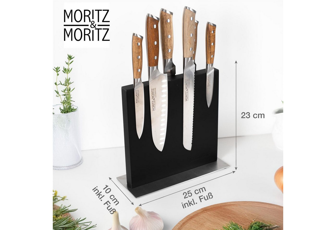 Moritz & Moritz Magnet-Messerblock Messerblock magnetisch, schwarz (1tlg), Magnetisch mit Edelstahlboden – Bild 2 von 5