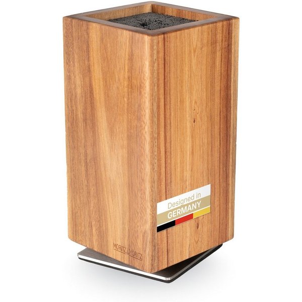 Moritz & Moritz Magnet-Messerblock Messerblock magnetisch, 360° drehbar mit Borsteneinsatz, Akazie (1tlg), Magnetisch, Drehbar