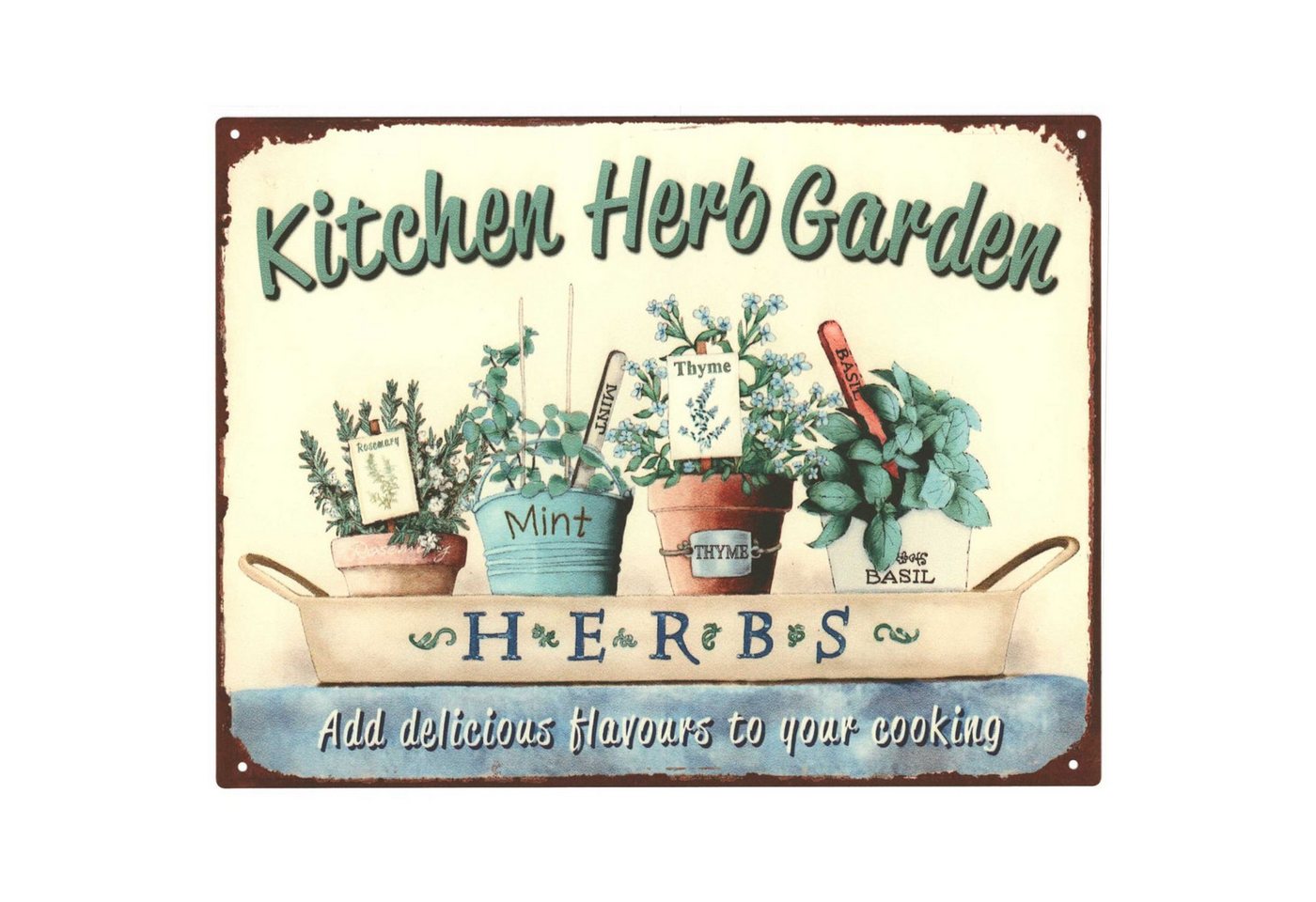 Moritz Metallschild Blechschild Kitchen Herb Garden Garten 25 x 33, (Einzeln), 25 x 33 cm Vintage Retro Deko Schild Metallschild Wandbild Schild – Bild 4 von 4