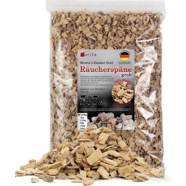 Moritz Räucherbox 0,85kg Räucherspäne Buche grob 6 -12 mm zum smoken, räuchern/kalträuchern von Fleisch, Fisch, Gemüse geeignet