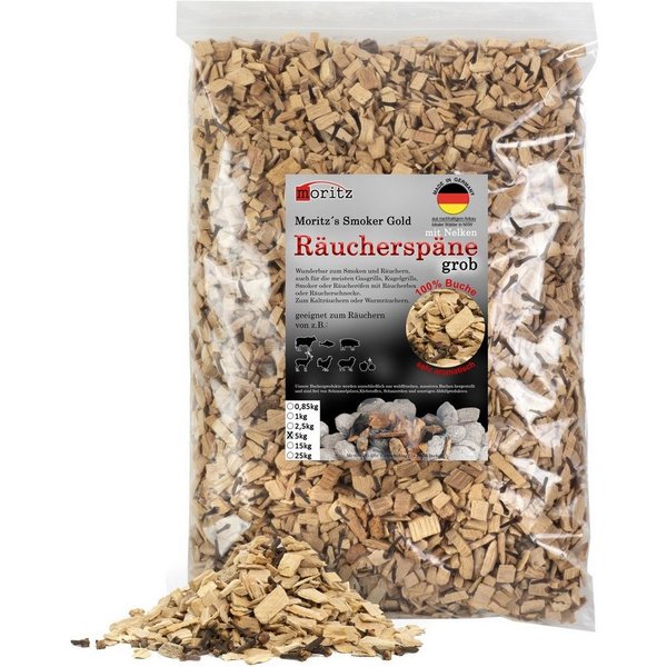 Moritz Räucherbox 5kg Räucherspäne Buche mit Nelke grob 6 -12 mm zum smoken, räuchern/kalträuchern von Fleisch, Fisch, Gemüse geeignet