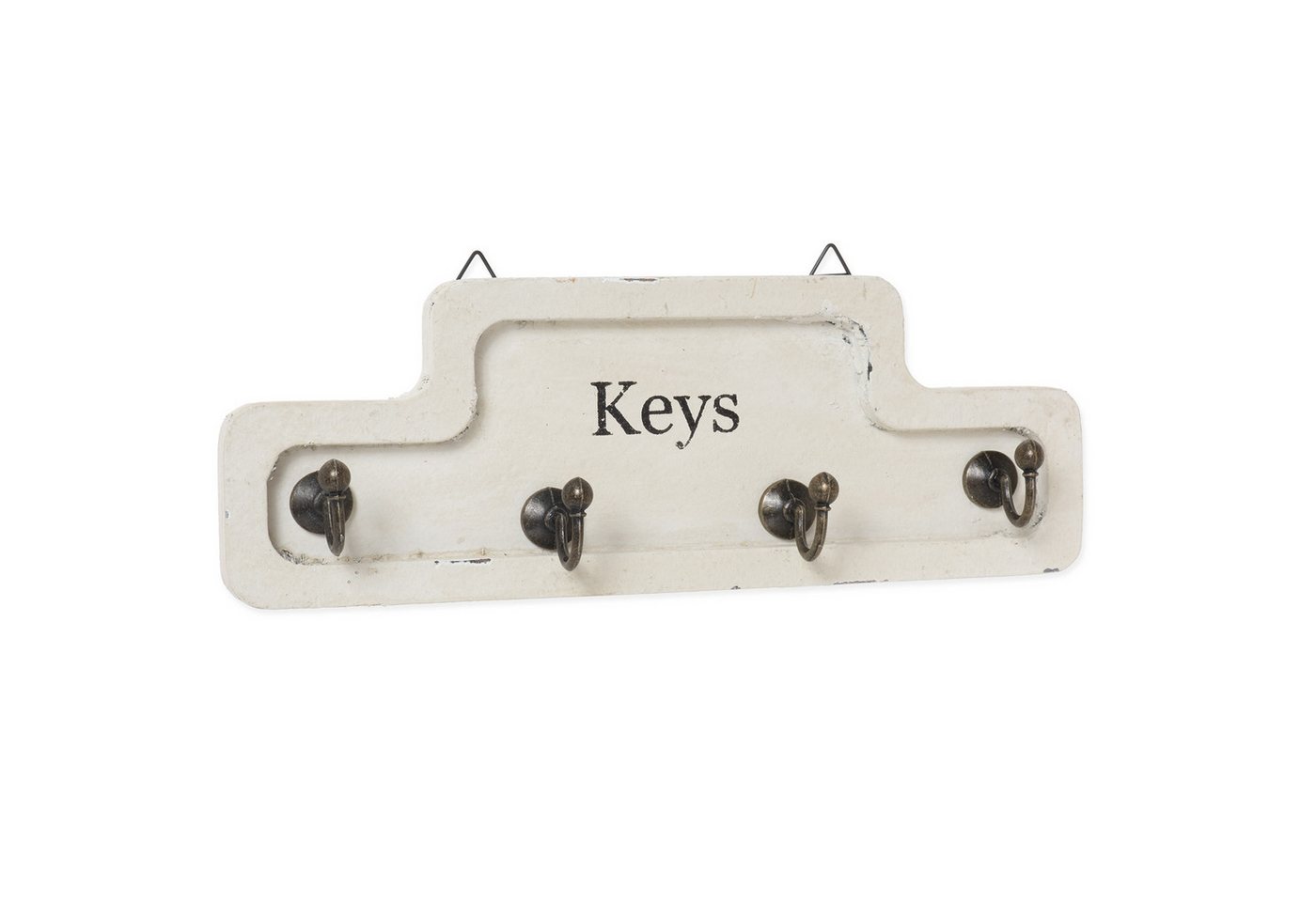 Moritz Schlüsselbrett 24x8,5cm Keys 4 Haken weiß, Schlüsselkasten Vintage Schlüsselbox Schlüsselleiste Schlüsselhaken – Bild 4 von 5