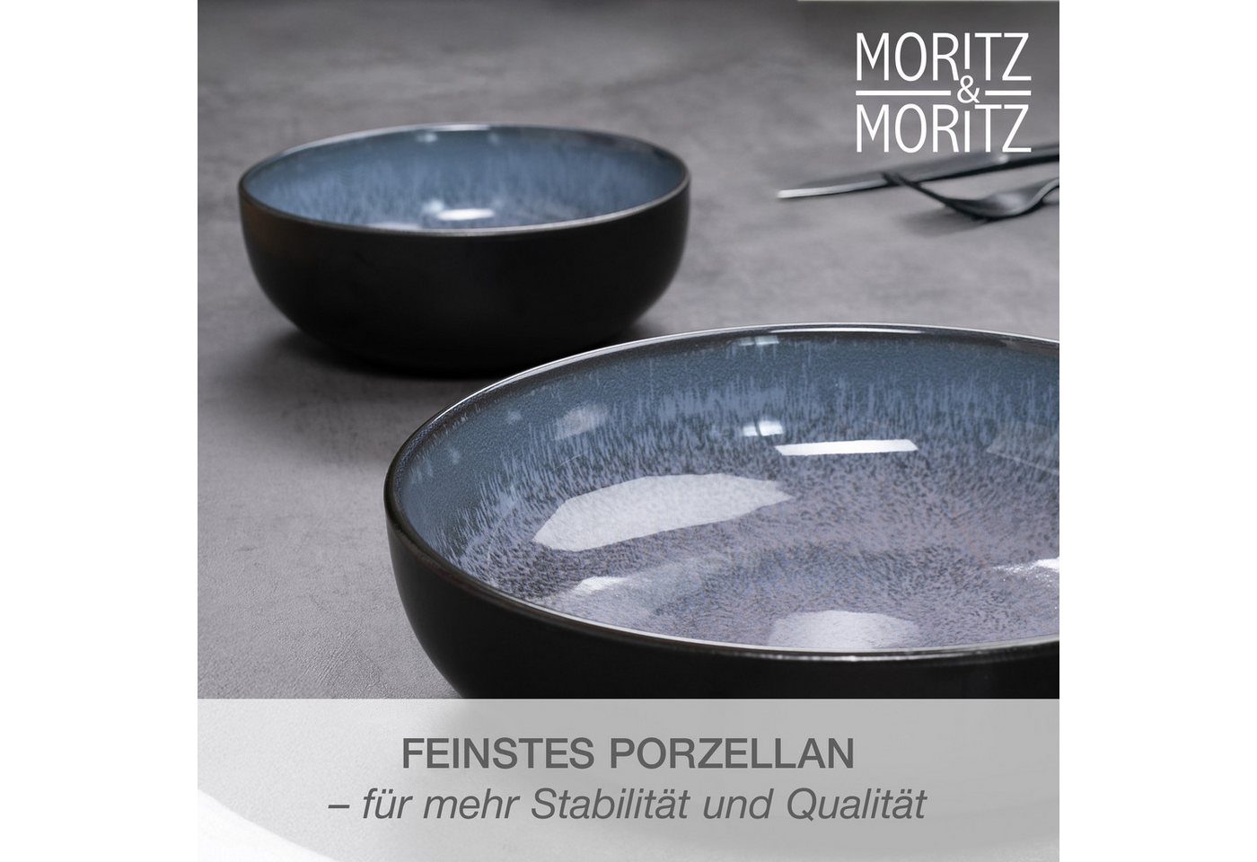 Moritz & Moritz Servierschale VIDA Schale 2tlg blau, Porzellan, (Set, 2-tlg), Spülmaschinengeeignet – Bild 4 von 5