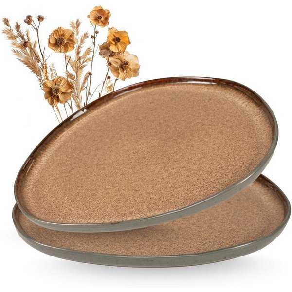 Moritz & Moritz Servierteller ORGANIC Servierplatte 2er - Beige, (Set, 2-tlg., Set), Spülmaschinengeeignet