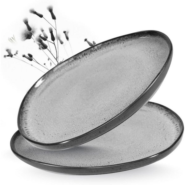 Moritz & Moritz Servierteller ORGANIC Servierplatte 2er - Grau, (Set, 2-tlg., Set), Spülmaschinengeeignet