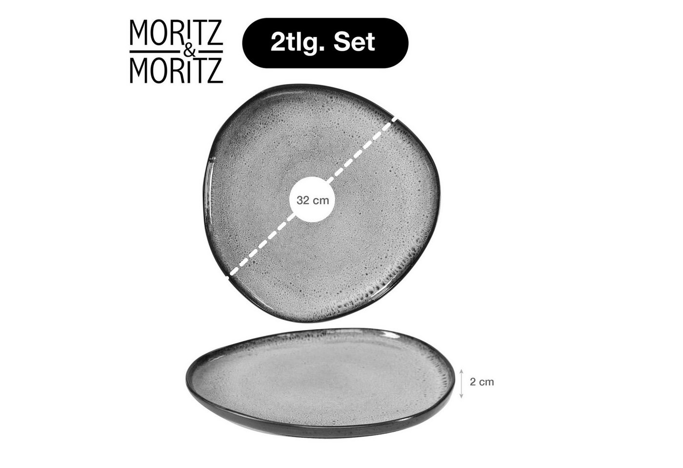 Moritz & Moritz Servierteller ORGANIC Servierplatte 2er - Grau, (Set, 2-tlg., Set), Spülmaschinengeeignet – Bild 2 von 5