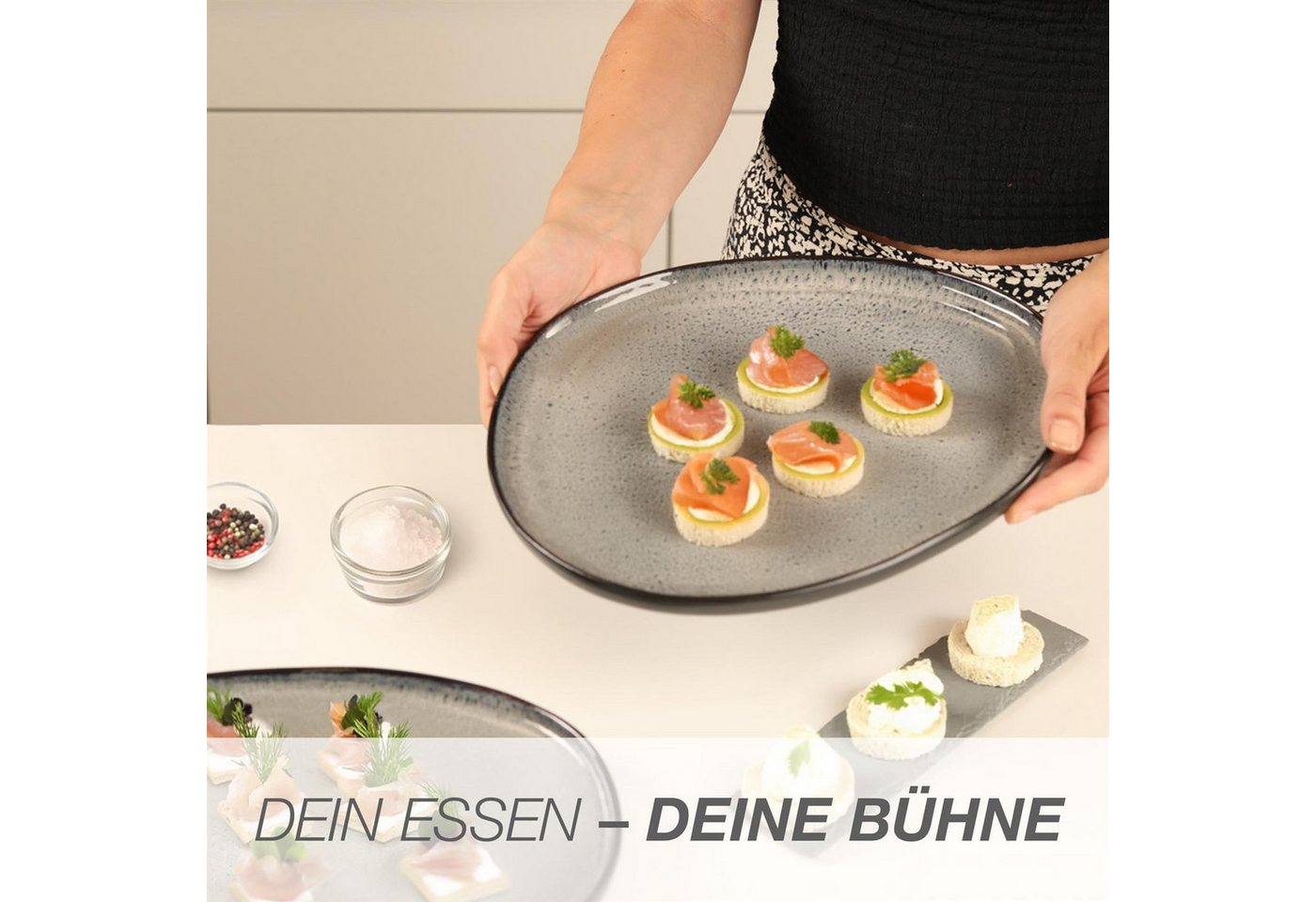 Moritz & Moritz Servierteller ORGANIC Servierplatte 2er - Grau, (Set, 2-tlg., Set), Spülmaschinengeeignet – Bild 5 von 5