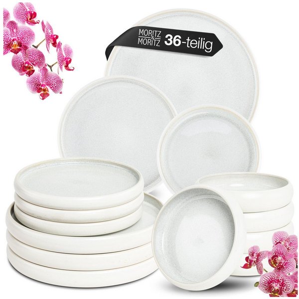 Moritz & Moritz Tafelservice SOLID UNI Geschirrset Creme (36-tlg), 12 Personen, Spülmaschinengeeignet