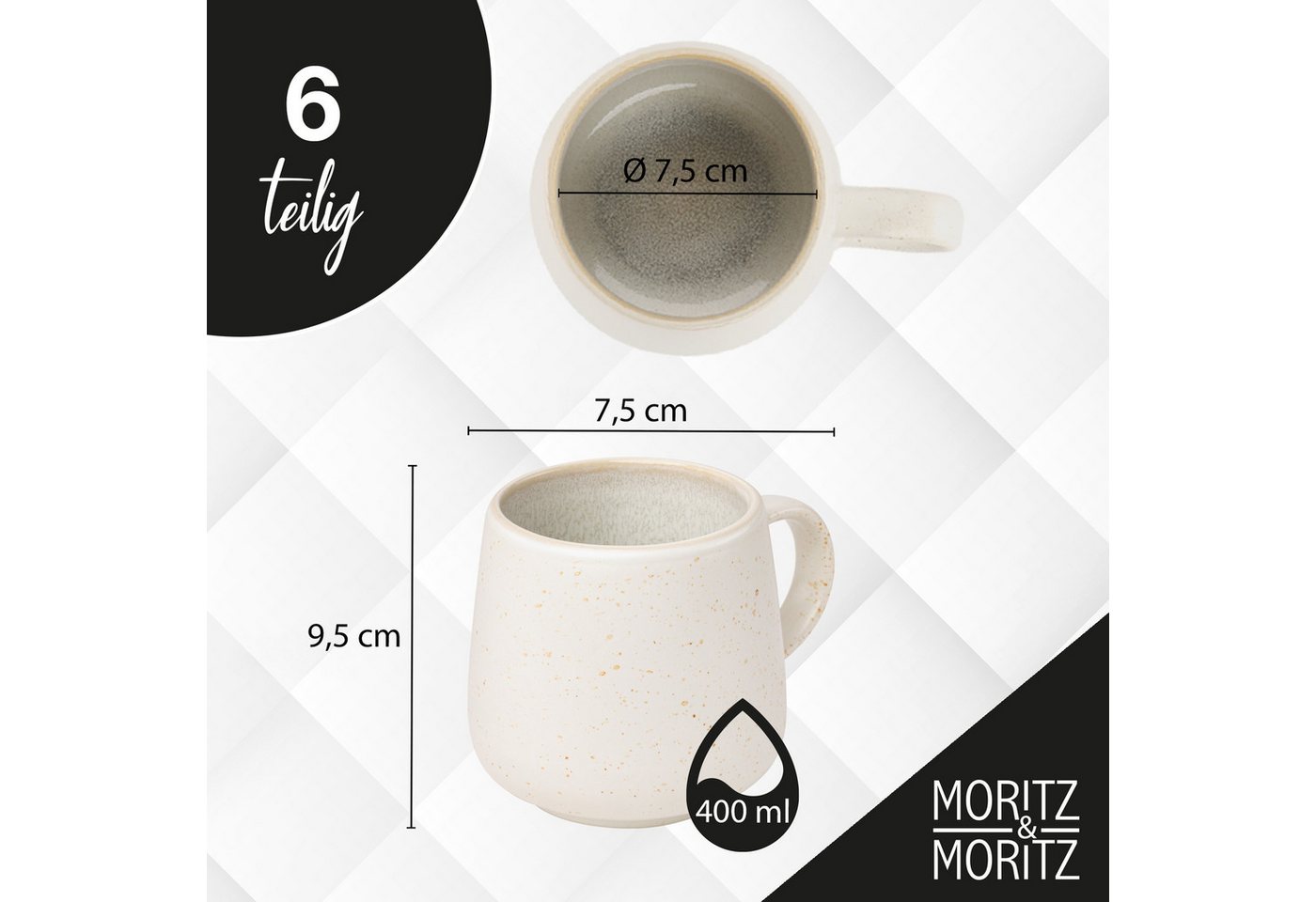 Moritz & Moritz Tafelservice SOLID UNI Geschirrset Creme mit Tassen (24-tlg), 6 Personen, Steinzeug, Kombigeschirr für 6 Personen – Bild 3 von 5