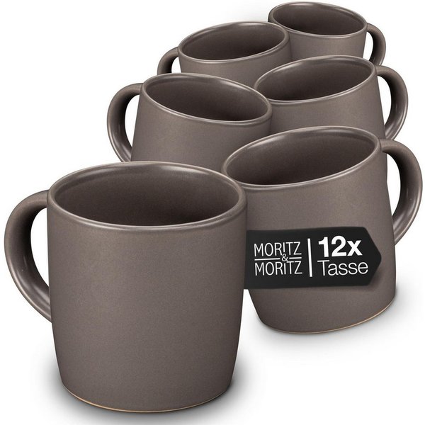 Moritz & Moritz Tasse 12tlg NORDIC Grau, 12-tlg., Steinzeug, für 12 Personen - spülmaschinen- und mikrowellengeeignet