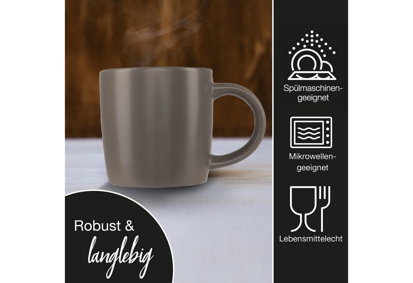 Moritz & Moritz Tasse 12tlg NORDIC Grau, 12-tlg., Steinzeug, für 12 Personen - spülmaschinen- und mikrowellengeeignet – Bild 4 von 5