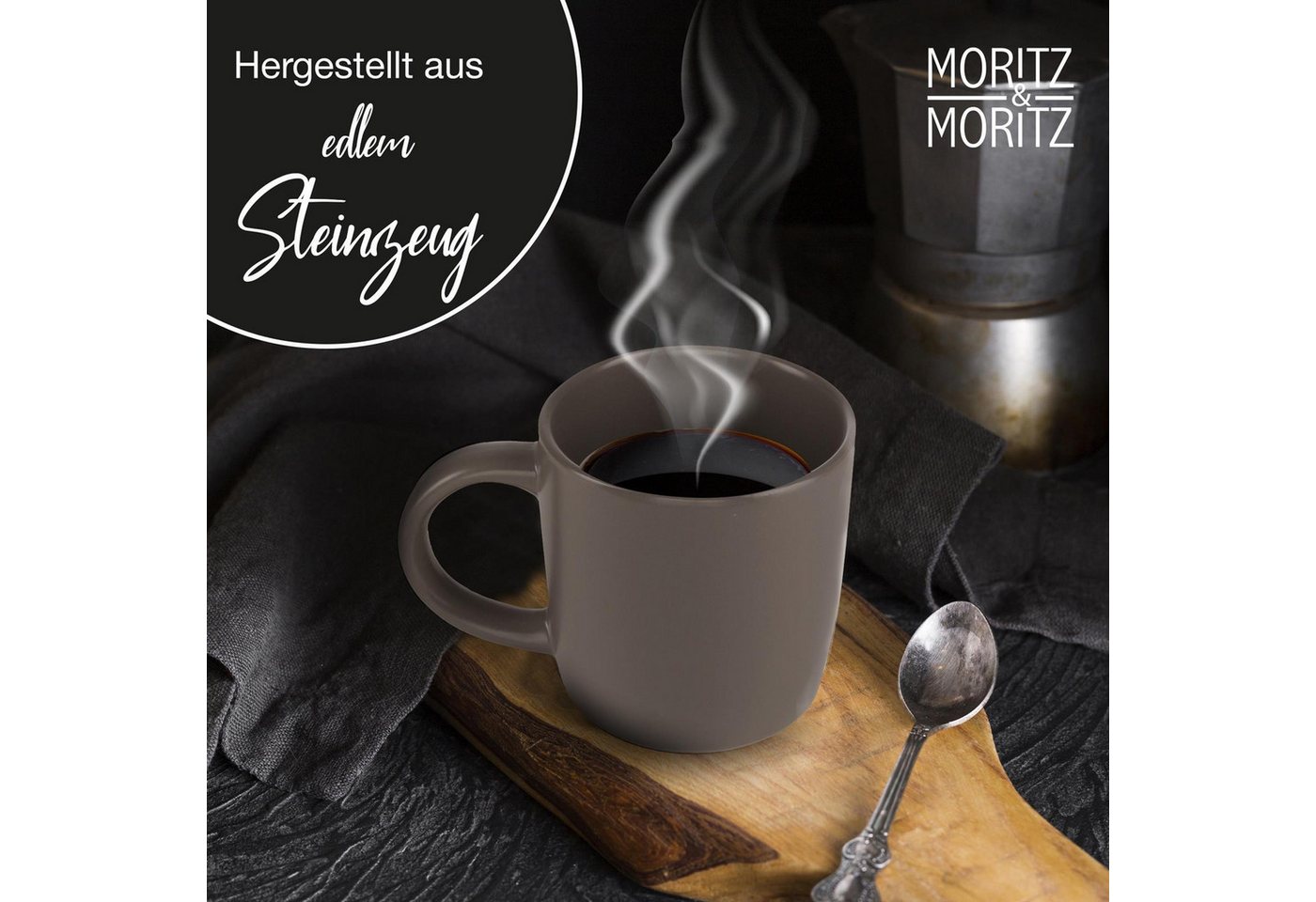 Moritz & Moritz Tasse 12tlg NORDIC Grau, 12-tlg., Steinzeug, für 12 Personen - spülmaschinen- und mikrowellengeeignet – Bild 5 von 5