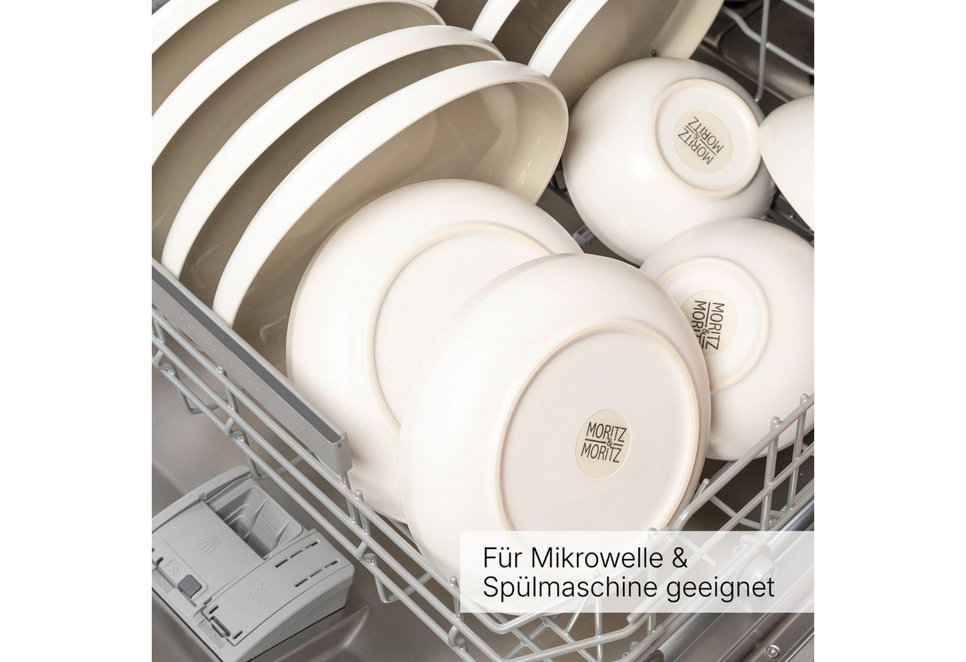 Moritz & Moritz Tasse ALHAMBRA Kaffeebecher Creme, 6-tlg., Steinzeug, Hochwertiges Steinzeug, Spülmaschinengeeignet – Bild 5 von 5