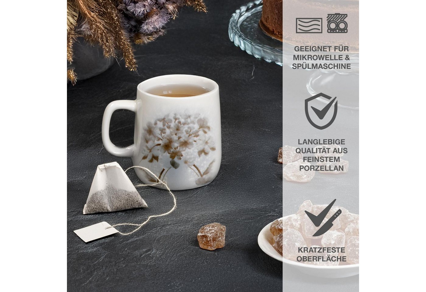 Moritz & Moritz Tasse BLOSSOM Kaffeebecher, 6er, 6-tlg., Porzellan, Hochwertiges Porzellan, Spülmaschinengeeignet – Bild 4 von 5