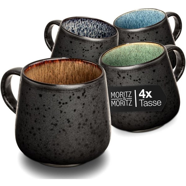 Moritz & Moritz Tasse SOLID Tassen bunt 4 tlg., 4-tlg., Steinzeug, für 4 Personen - spülmaschinen- und mikrowellengeeignet