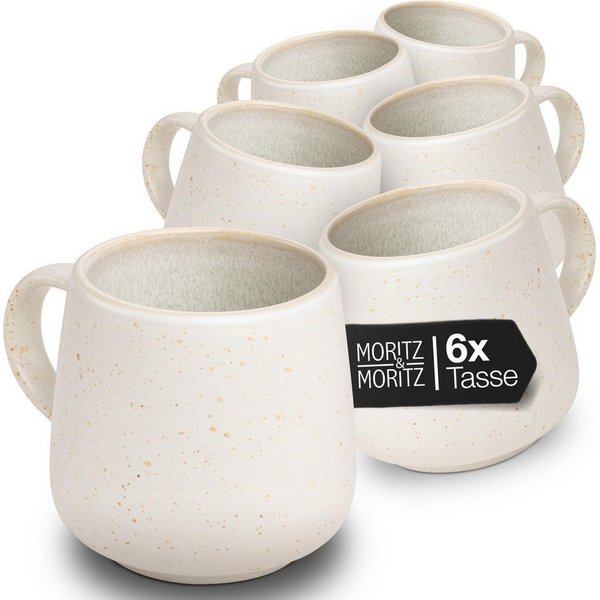 Moritz & Moritz Tasse SOLID UNI Tassen Creme, 6-tlg., Steinzeug, für 6 Personen - spülmaschinen- und mikrowellengeeignet