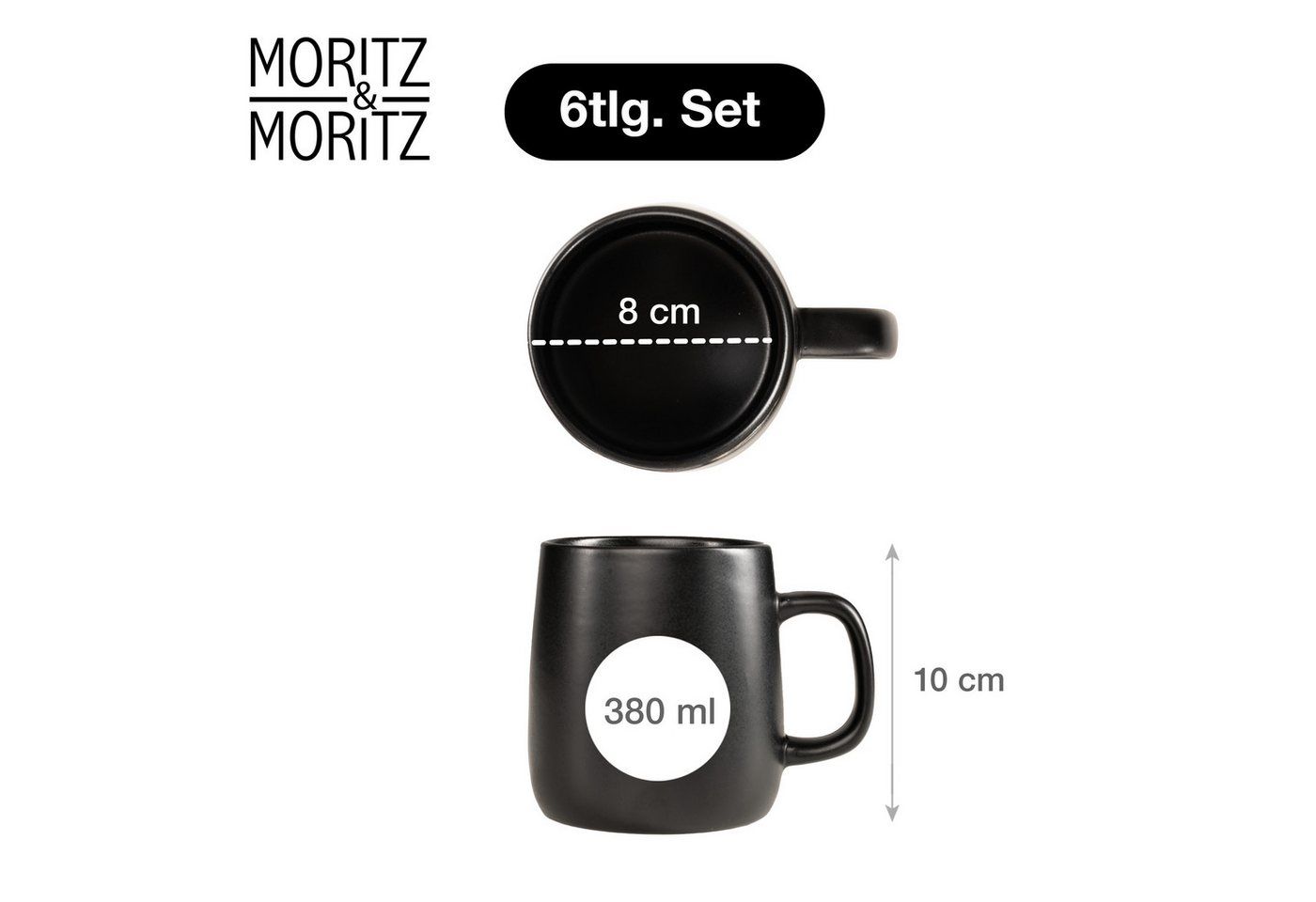 Moritz & Moritz Tasse VIDA Kaffeebecher 6er, 6-tlg., Porzellan, Spülmaschinengeeignet – Bild 2 von 5