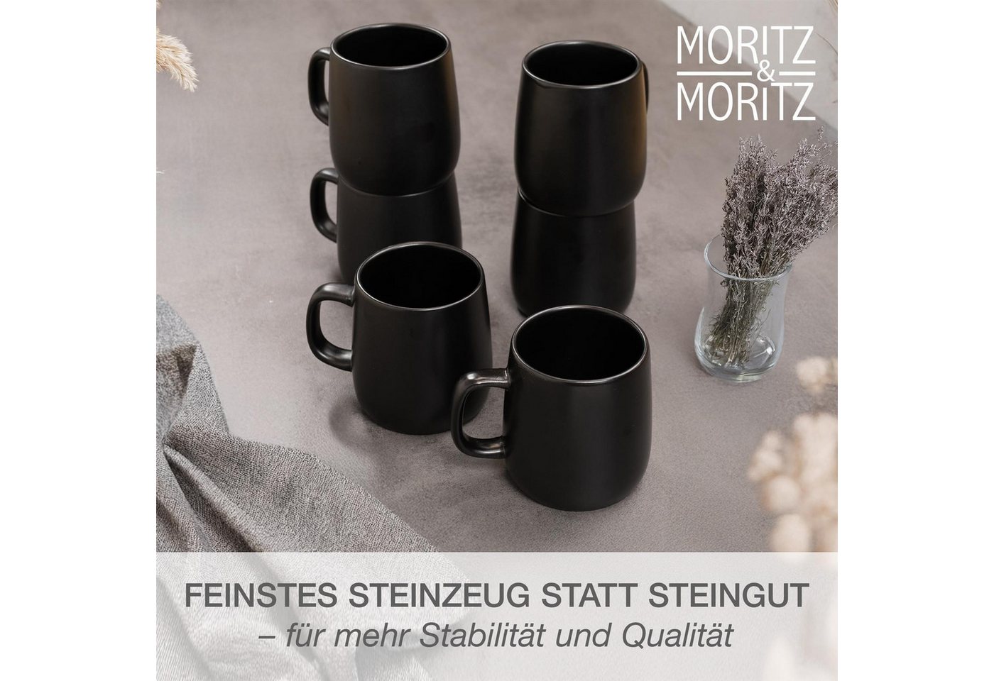 Moritz & Moritz Tasse VIDA Kaffeebecher 6er, 6-tlg., Porzellan, Spülmaschinengeeignet – Bild 4 von 5