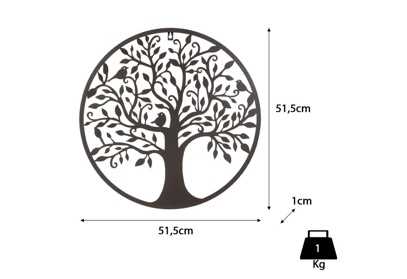Moritz Wanddekoobjekt Wanddeko Lebensbaum 51,5 x 51,5 x 1 cm Metall, Regalträger Regalwinkel Regalhalterung Wandregal Regal Kommode – Bild 3 von 5