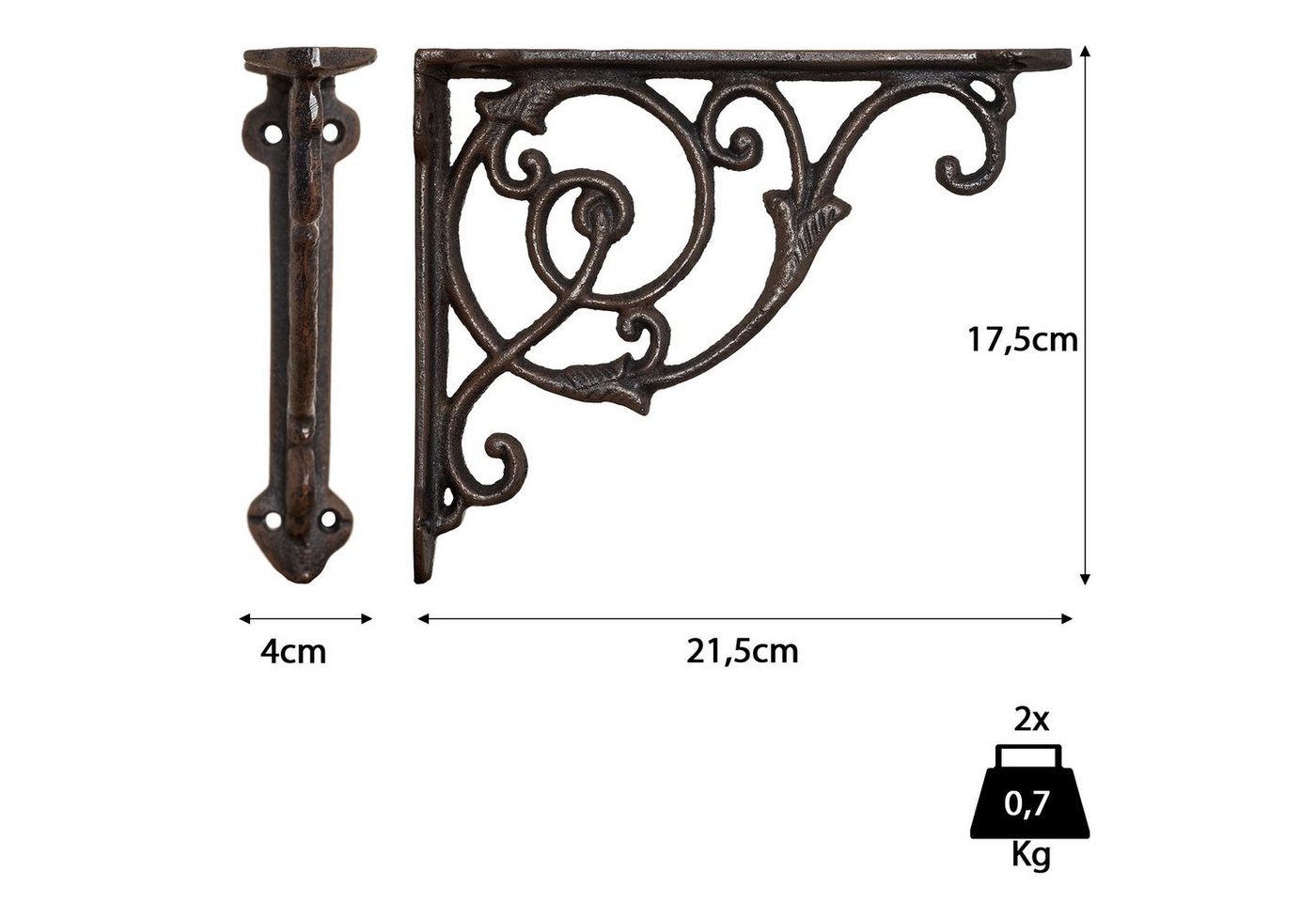 Moritz Wandregalhalter 2er Set Regalwinkel 22,5 x 18 cm Regalträger, Regalträger Regalwinkel Regalhalterung Wandregal Regal Kommode – Bild 4 von 5